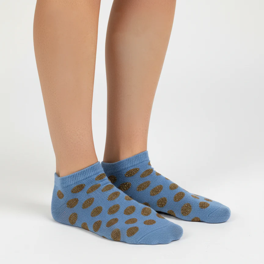 SHIMMER DOT ANKLE SOCKS - SKY BLUE