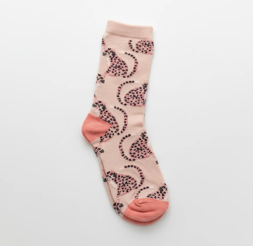 SHIMMERY ROSY LEOPARD LOUNGE SOCKS