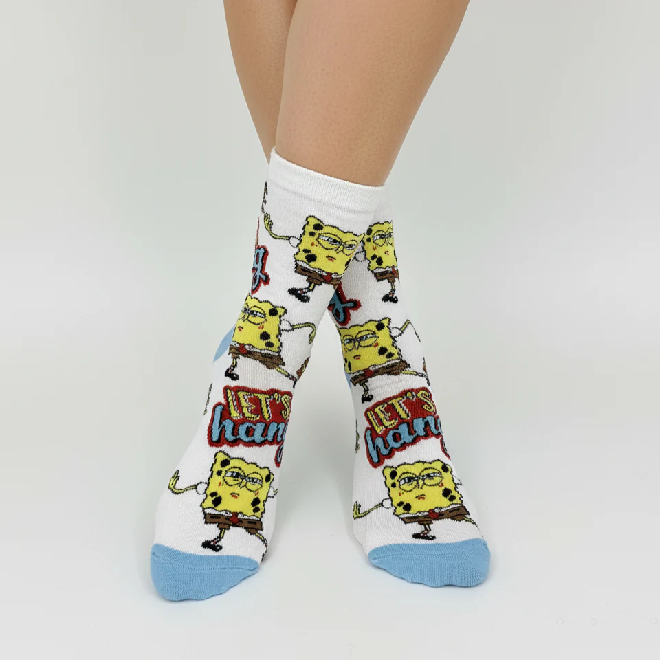 SPONGEBOB SQUAREPANTS "DUDE LET'S HANG" CREW SOCKS - Image 2