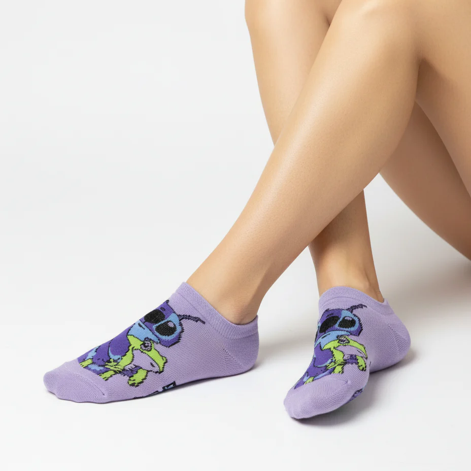 STITCH "COOL DUDE" NO-SHOW SOCKS (PURPLE)