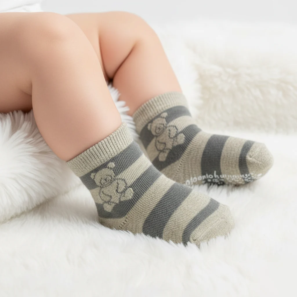 RL POLO STRIPED TEDDY BEAR GRIPPER SOCKS (0-2YRS)