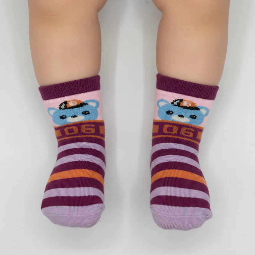 SWEET STRIPE BEAR FACE SOCKS (2 - 5 YRS)