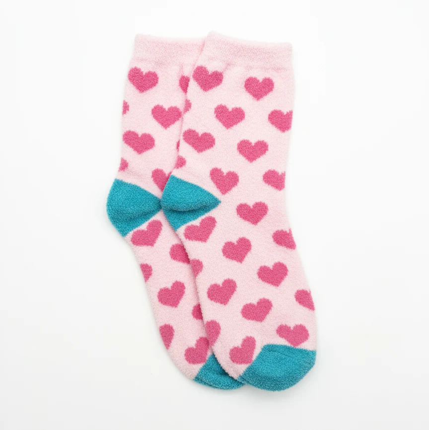 SWEETHEART FUZZY HEART WARM WARM SOCKS (5-10yrs)