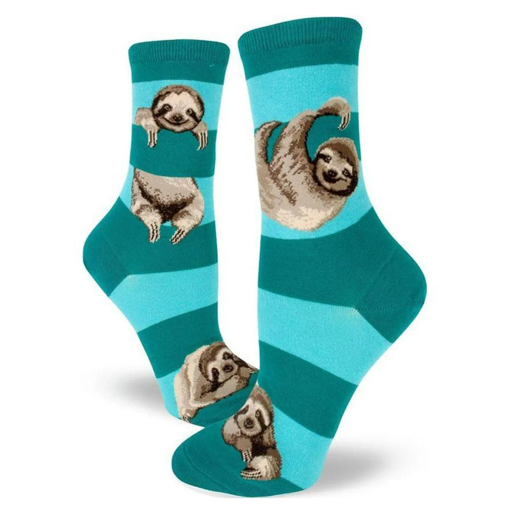 TEAL SLOTH STRIPE SOCKS