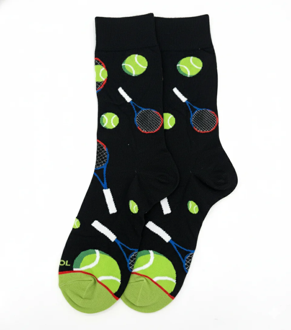 TENNIS COURT BLACK CREW SOCKS