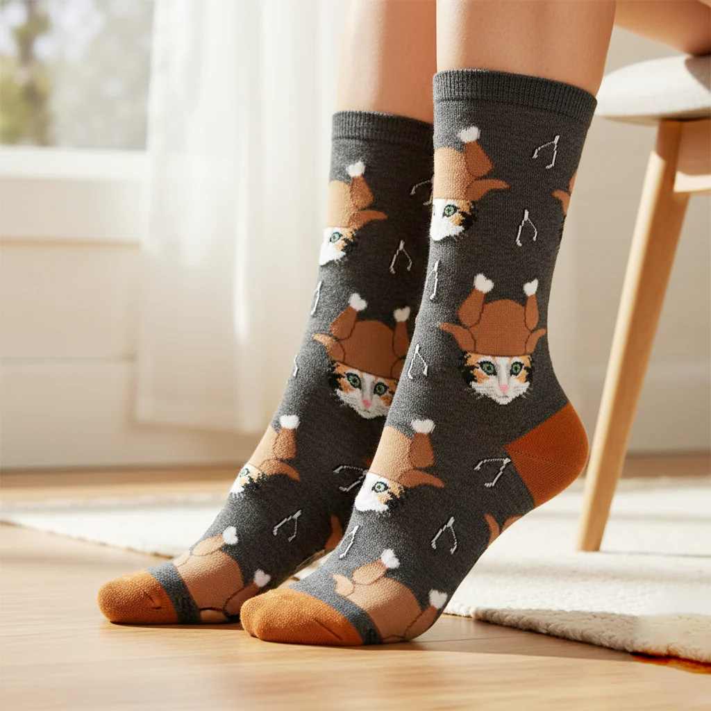 THANKSGIVING CAT CREW SOCKS