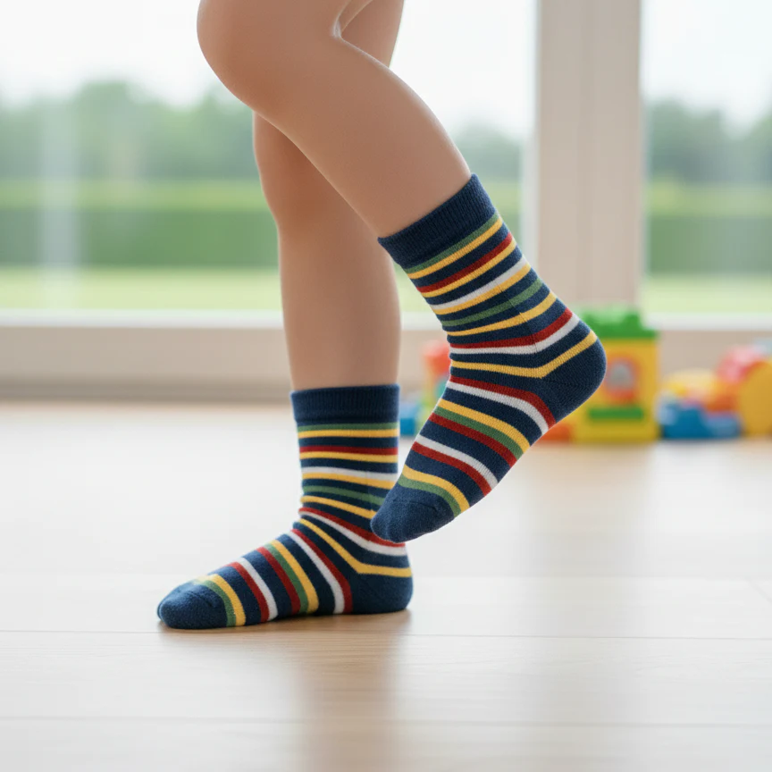 THE HAPPY CAMPER RAINBOW STRIPE SOCKS (4 - 7 YRS)