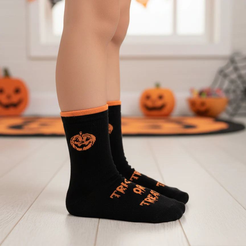 TRICK OR TREAT PUMPKIN HALLOWEEN SOCKS (4 - 7 YRS) - Image 2