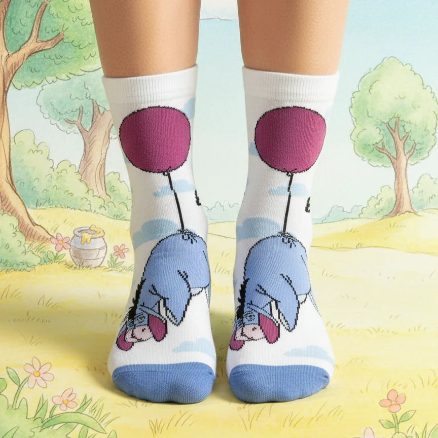 UP IN THE CLOUDS EEYORE BALLOON CREW SOCKS