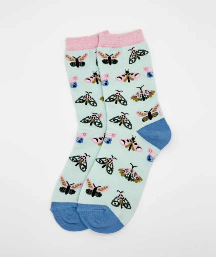 WHIMSICAL BUTTERFLY & PASTEL CREW SOCKS - Image 2