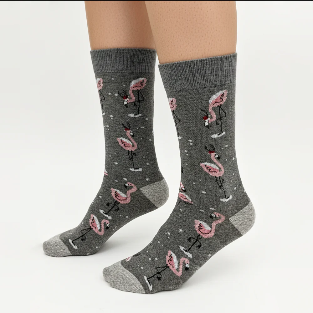 WINTER FLAMINGO SLATE GRAY SOCKS
